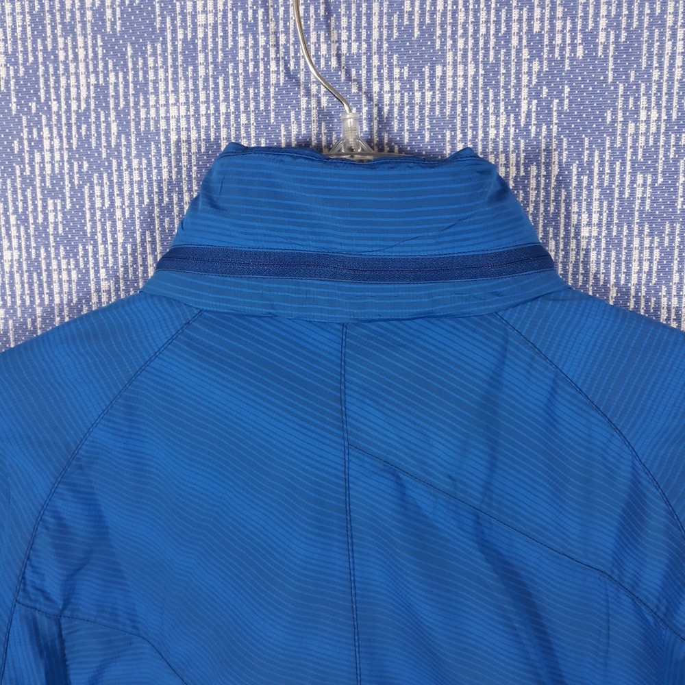 NAU Jacket Womens M Windbreaker Full Zip Pockets Hooded Asymmetric Blue - Picture 9 of 12
